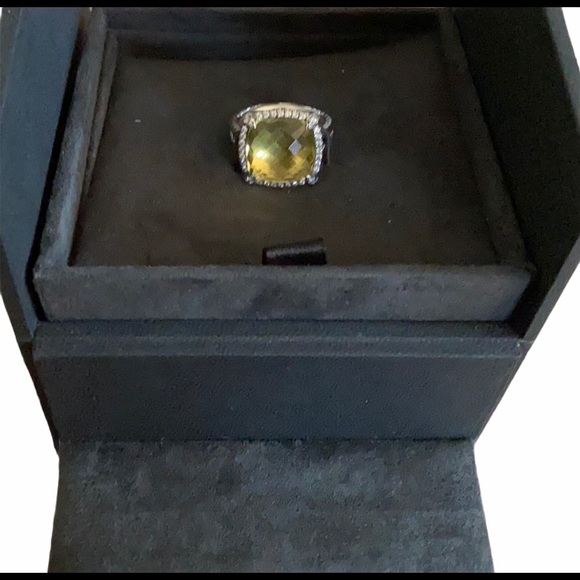 David Yurman Chatelaine lemon citrine/diamonds square ring. - Picture 3 of 6